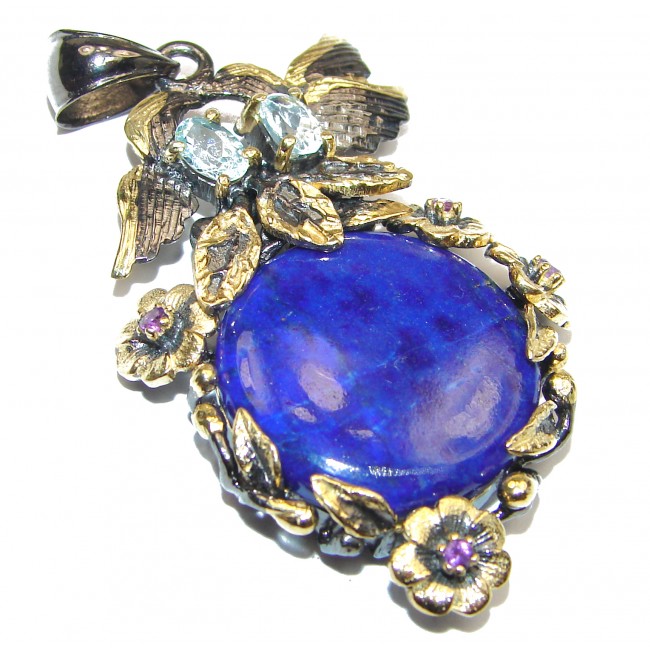 Natural Lapis Lazuli 14K Gold over .925 Sterling Silver handcrafted Pendant