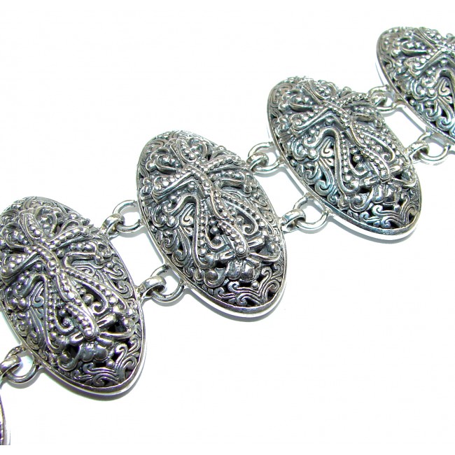 Cross Bali Made 58.9 grams .925 Sterling Silver handcrafted Bracelet