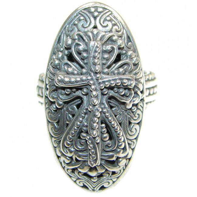 Holy Cross .925 Sterling Silver handcrafted Ring s. 7