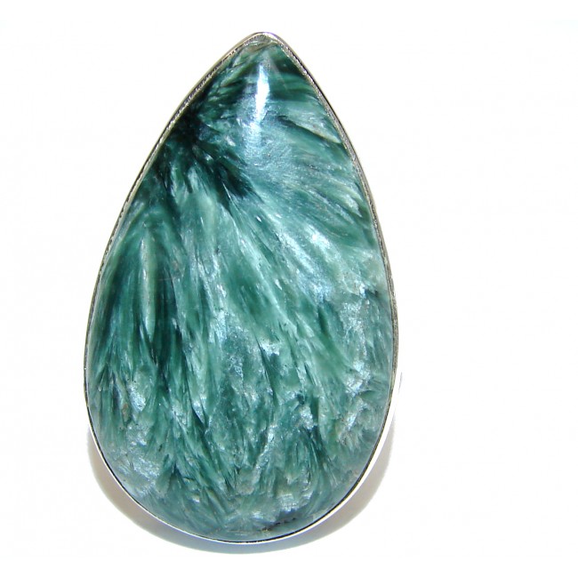 Great quality Russian Seraphinite .925 Sterling Silver handcrafted Ring size 7