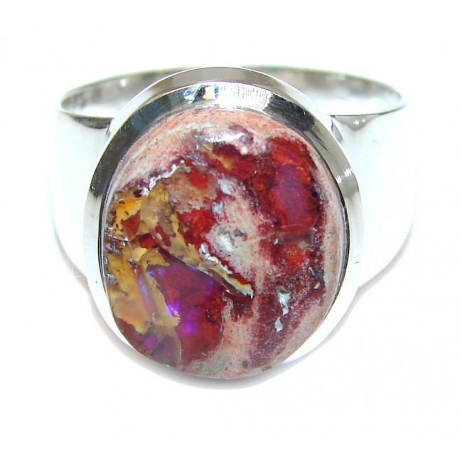 Pure Perfection Genuine Mexican Opal .925 Sterling Silver handmade Ring size 9