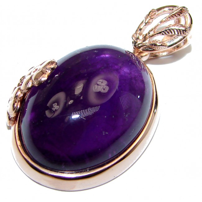 Purple Moon Genuine Amethyst 14k God.925 Sterling Silver handcrafted pendant