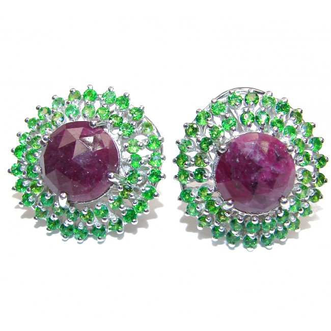 Spectacular Authentic Ruby Emerald .925 Sterling Silver handmade earrings
