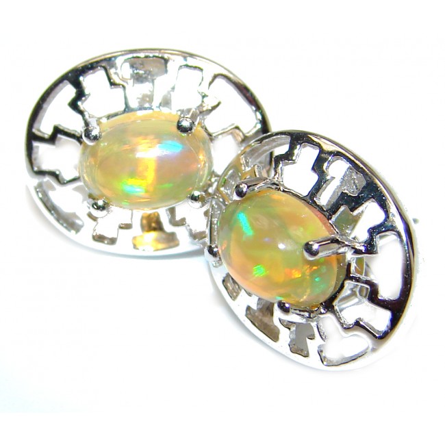 Classy genuine Ethiopian Doublet Opal .925 Sterling Silver handmade earrings