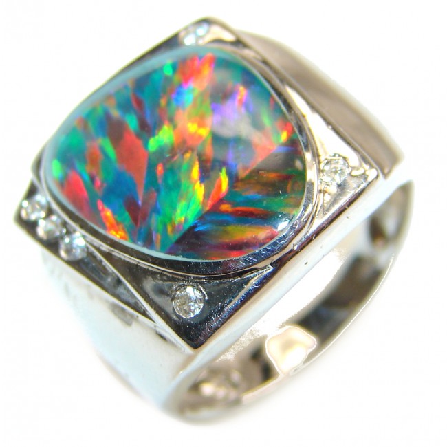 Australian Triplet Opal .925 Sterling Silver handcrafted ring size 7 1/2