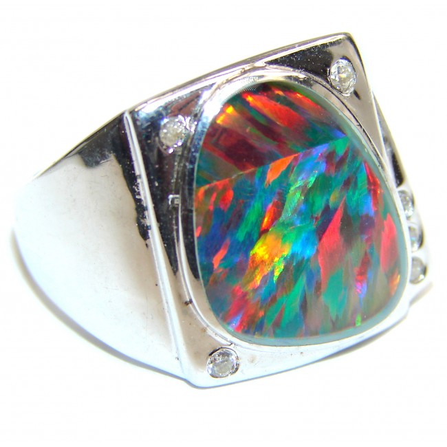Australian Triplet Opal .925 Sterling Silver handcrafted ring size 7 1/2