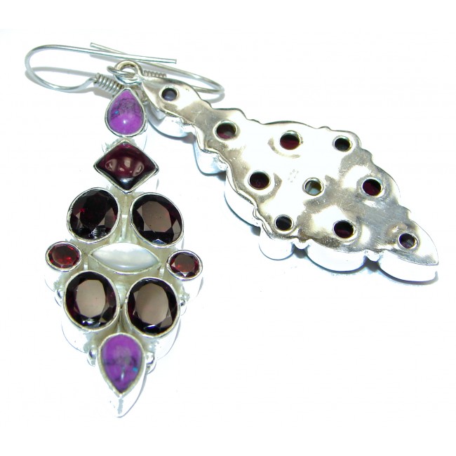Big Natural Multistone Sterling Silver handcrafted Earrings