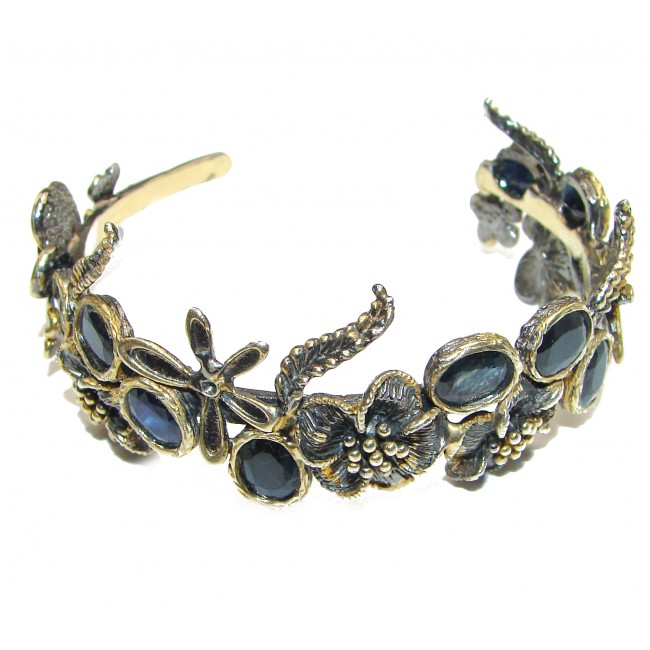 Nightfall African Kyanite 14K Gold Rhodium over .928 Sterling Silver entirely handcrafted Bracelet/Cuff
