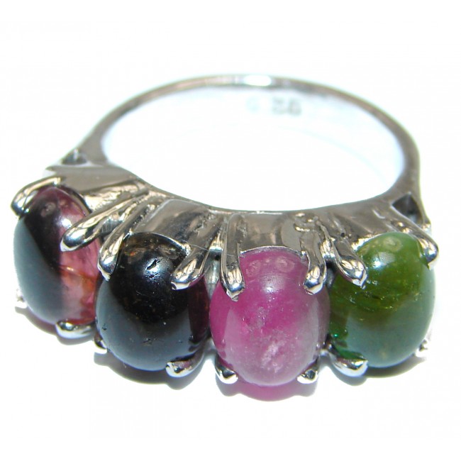 Natural Tourmaline .925 Sterling Silver handcrafted Statement Ring s. 8