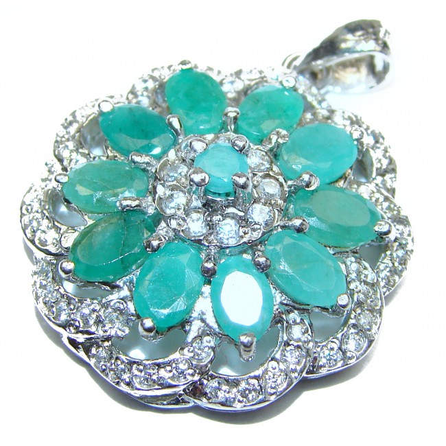 Vintage Style Emerald .925 Sterling Silver handmade Pendant