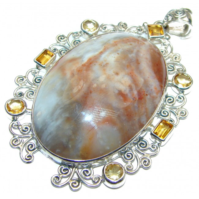 Large Perfect quality Imperial Jasper .925 Sterling Silver handmade Pendant
