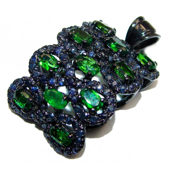 Authentic Chrome Diopside black Rhodium over .925 Sterling Silver Pendant