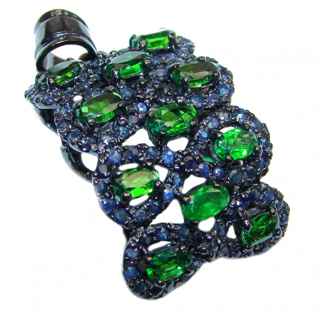 Authentic Chrome Diopside black Rhodium over .925 Sterling Silver Pendant