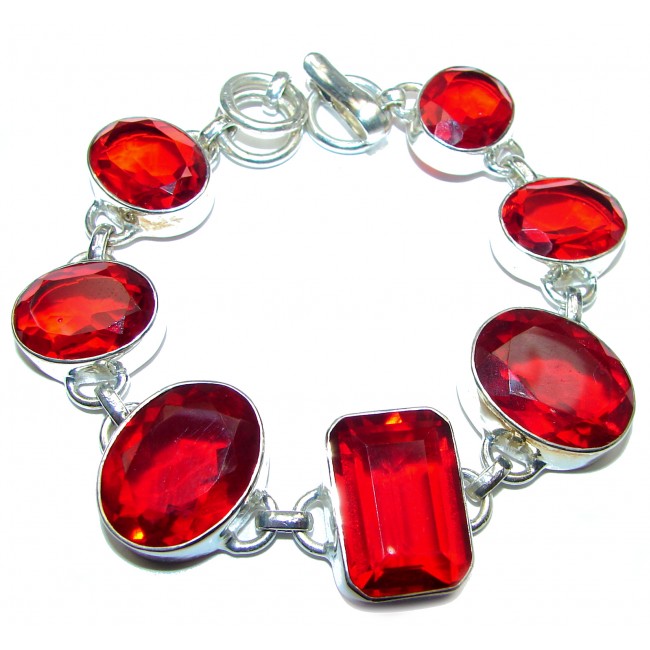 Get Glowing Red Quartz .925 Sterling Silver handcrafted Bracelet