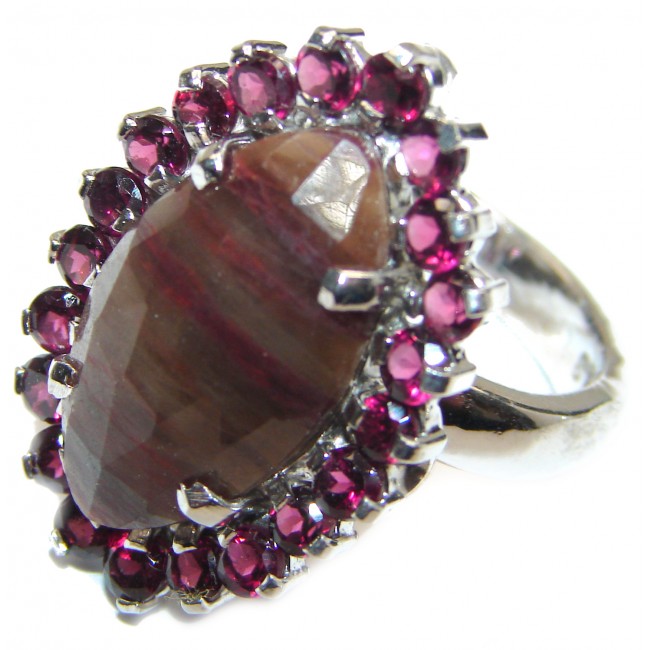 Vintage Style Sapphire Ruby .925 Sterling Silver handcrafted ring; s. 8