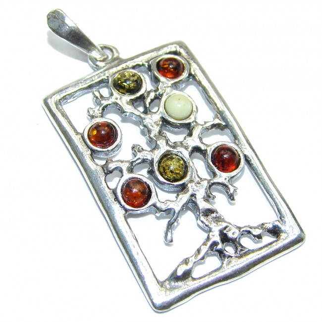 Perfect Family Tree Baltic Amber .925 Sterling Silver Pendant