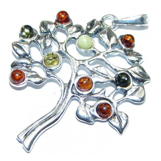 Family Tree Design Polish Amber Sterling Silver Pendant