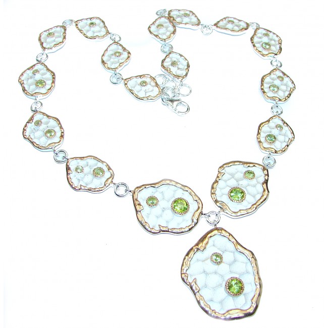 Masterpiece Peridot 18K Gold & antique patina over .925 Sterling Silver handcrafted necklace
