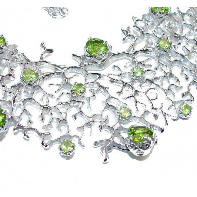 Large Green Reef authentic Peridot .925 Sterling Silver handcrafted Statement necklace