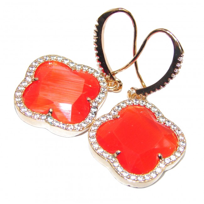 Classy Clover Carnelian 18K Gold over .925 Sterling Silver handcrafted earrings