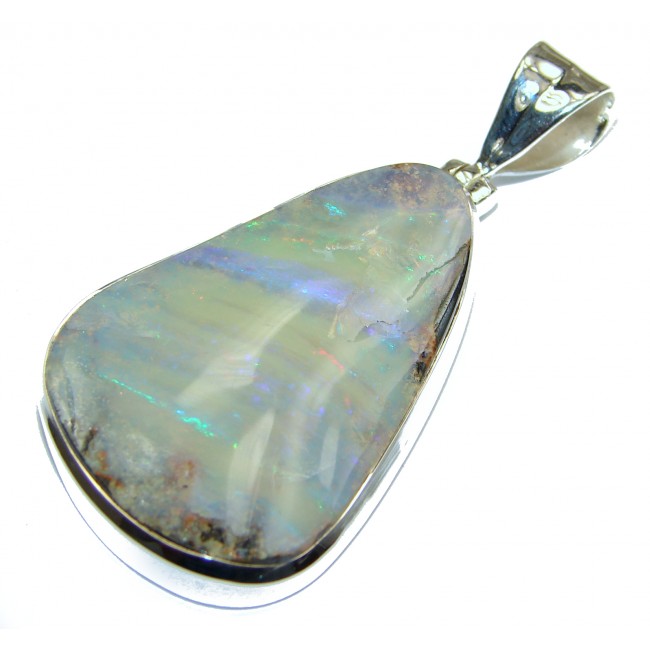 Pure Perfection Authentic Australian Boulder Opal .925 Sterling Silver handmade Pendant