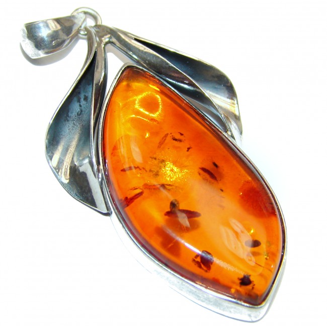 LARGE Natural Baltic Amber .925 Sterling Silver handmade Pendant