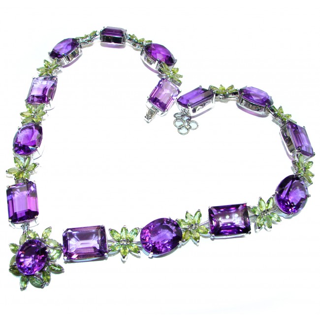 LARGE 615ctw( total carat weight) Amethyst .925 Sterling Silver handcrafted Statement necklace