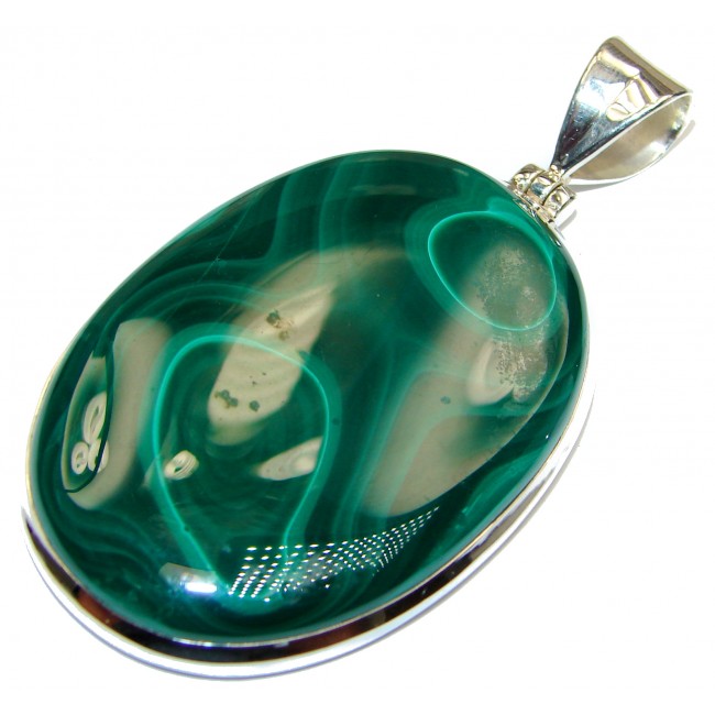 LARGE Top Quality Malachite Oxidized .925 Sterling Silver handmade Pendant