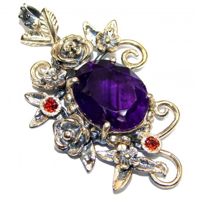 Purple Moon Genuine Amethyst 14k Gold.925 Sterling Silver handcrafted pendant