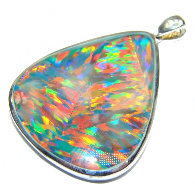 Unique Design Natural Triplet Opal .925 Sterling Silver handmade Pendant