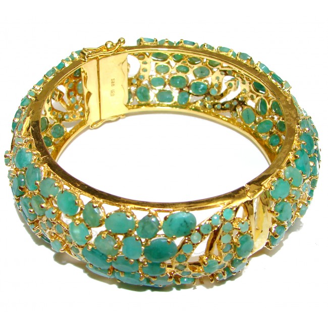 Incredible Floral design Authentic Emerald 18K Gold over .925 Sterling Silver handcrafted Bracelet