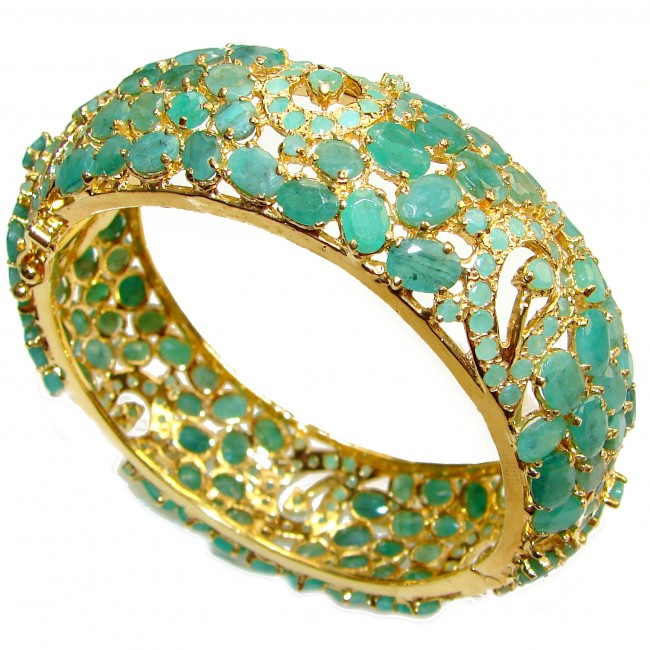 Incredible Floral design Authentic Emerald 18K Gold over .925 Sterling Silver handcrafted Bracelet