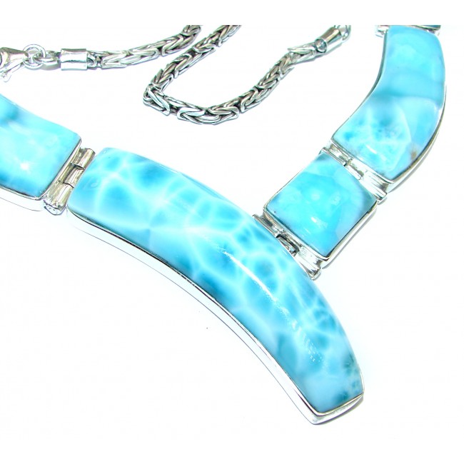 One of the kind Nature inspired inly Larimar .925 Sterling Silver handmade necklace