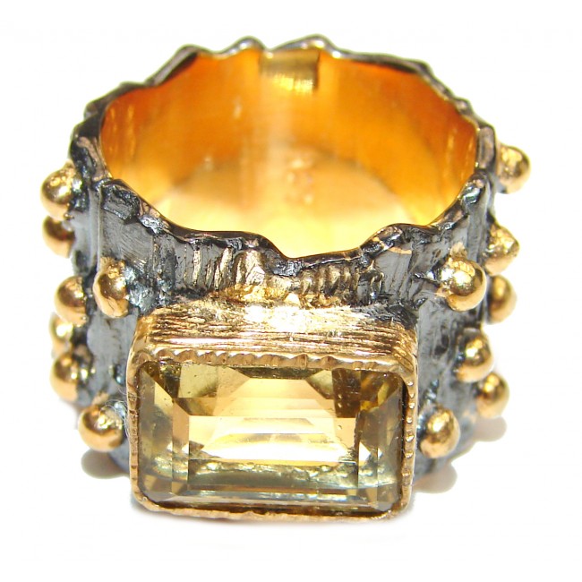 Vintage Style Natural Citrine .925 Sterling Silver handcrafted Ring s. 6 1/4