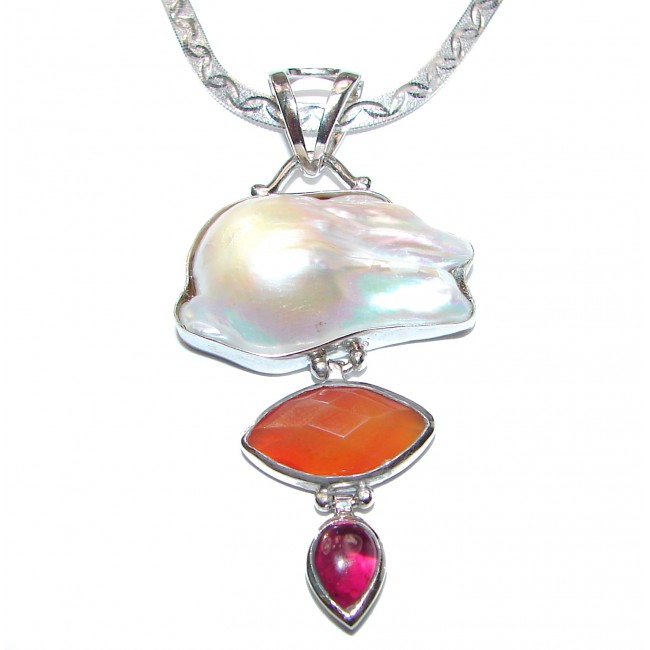 Classy Natural Mother of Pearl .925 Silver handcrafted Necklace