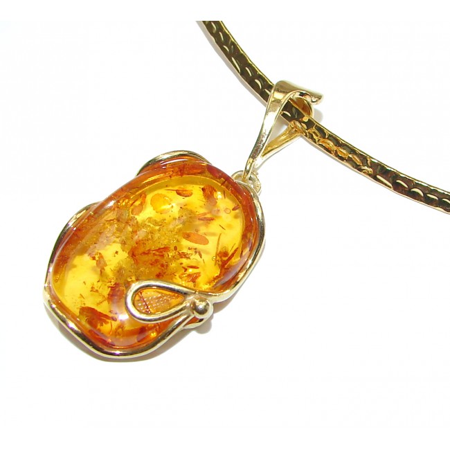 Natural Baltic Amber 14K Gold over .925 Sterling Silver handcrafted necklace
