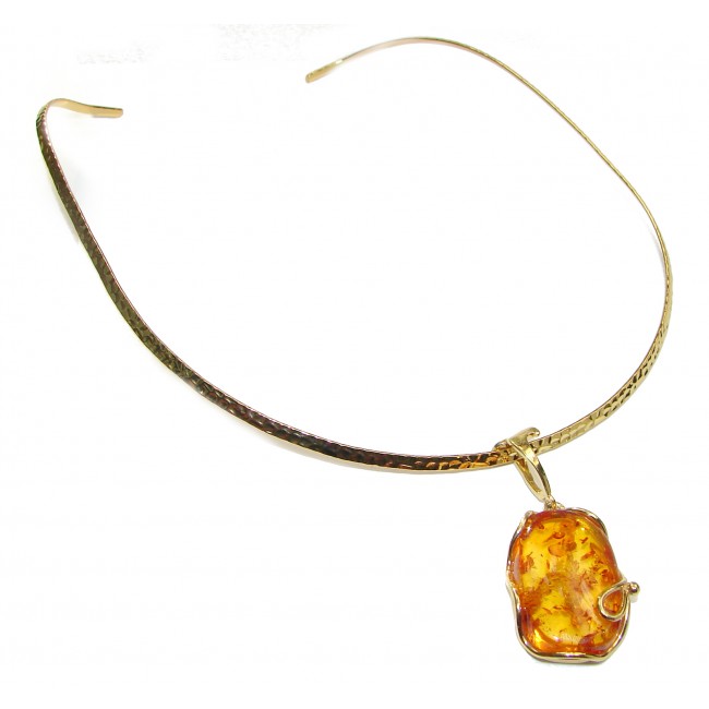 Natural Baltic Amber 14K Gold over .925 Sterling Silver handcrafted necklace