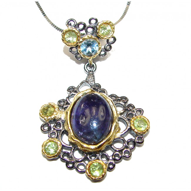 Natural Tanzanite 18K Gold over . 925 Silver Necklace