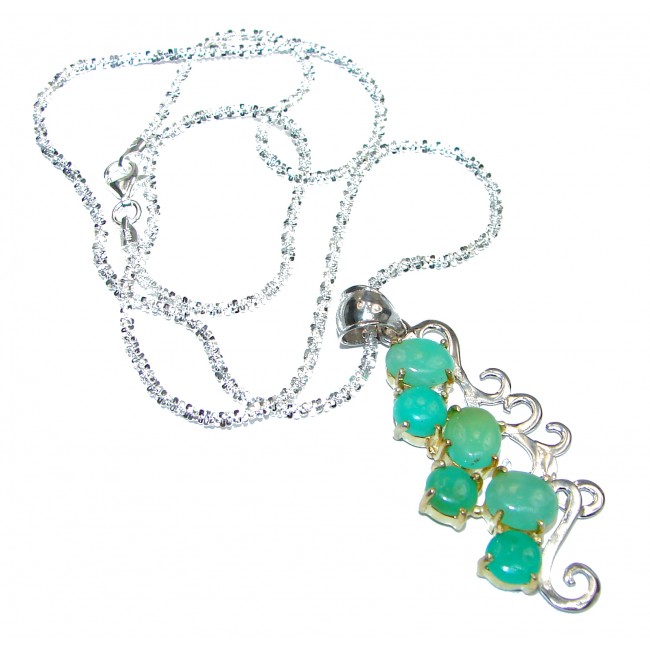Natural Chrysoprase Sterling Silver handmade necklace