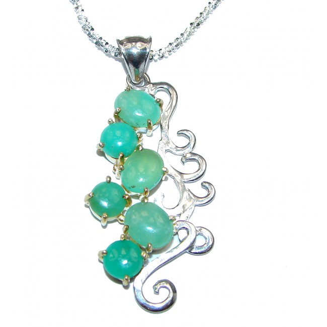 Natural Chrysoprase Sterling Silver handmade necklace