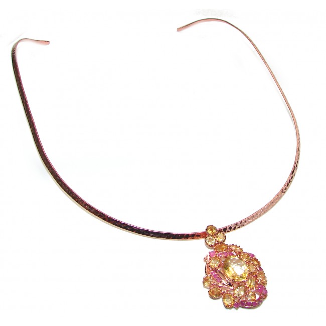Luxurious Natural Rich Ruby Citrine .925 Sterling Silver handcrafted Necklace