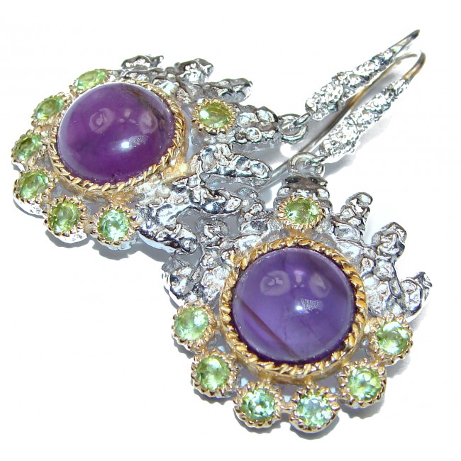 Deep purple Flower Amethyst .925 Sterling Silver handmade Earrings