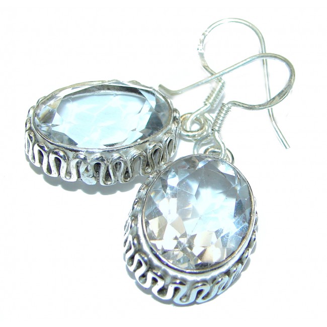 Chunky White Topaz .925 Sterling Silver handcrafted earrings