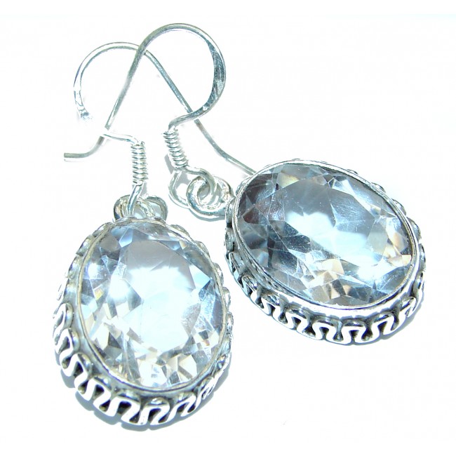 Chunky White Topaz .925 Sterling Silver handcrafted earrings