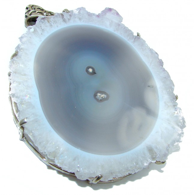 Vintage Design Genuine Amethyst Cluster .925 Sterling Silver handcrafted pendant