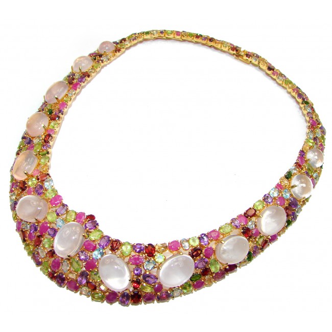 Treasures Of The Earth authentic Multigem 18k Gold over .925 Sterling Silver handcrafted Necklace
