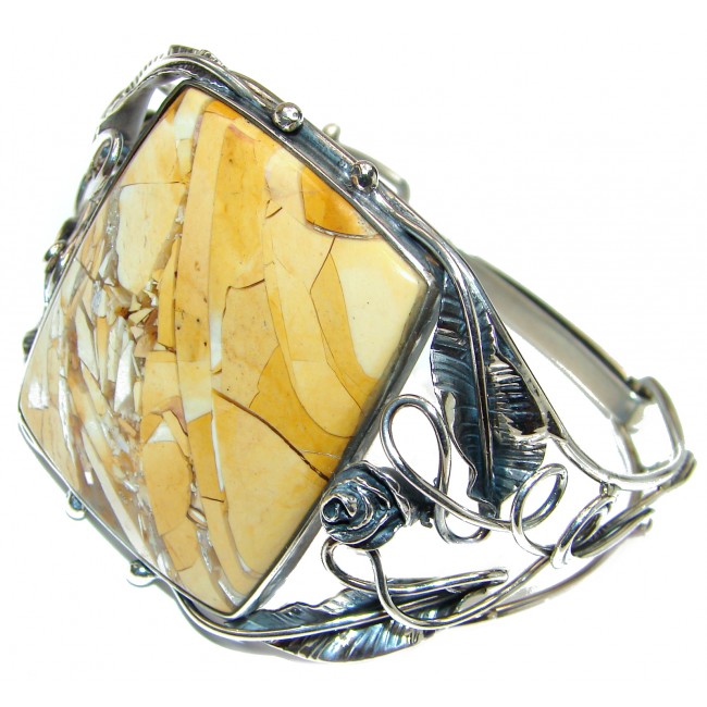 Glistening Sun genuine bracciated Australian Mookaite .925 Sterling Silver handcrafted Bracelet