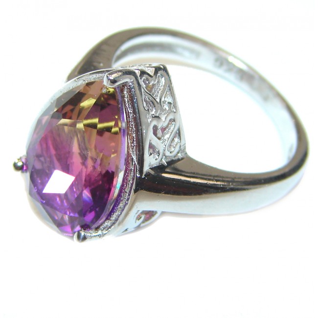 Genuine 25ct Ametrine .925 Sterling Silver handcrafted ring; s. 7