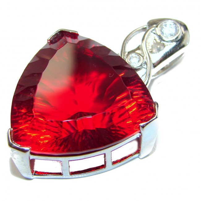 Large 62 ctw Deep Passion Helenite .925 Sterling Silver Pendant