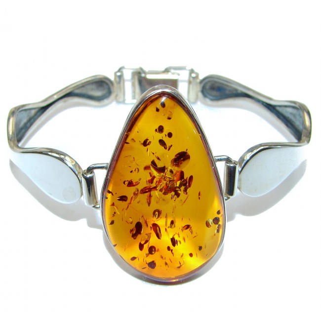 Vintage Design Genuine Polish Amber .925 Sterling Silver handcrafted Bracelet